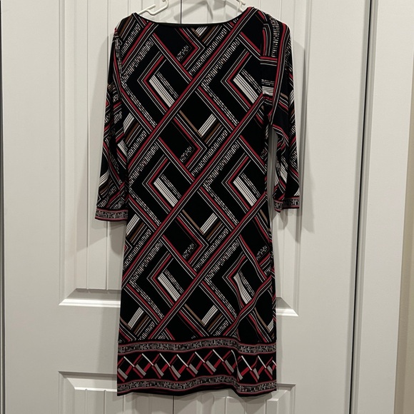 White House Black Market Black and Red Geometric Dress - Picture 5 of 6